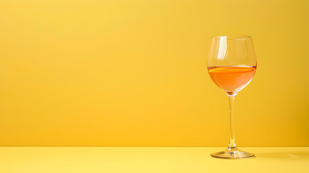 Rose Gold Summer Drink on a yellow background with sunlight and shadowsの素材