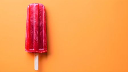 Ruby Popsicle on a summery orange background with copy spaceの素材