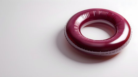 Burgundy inflatable ring on a white background with copy spaceの素材