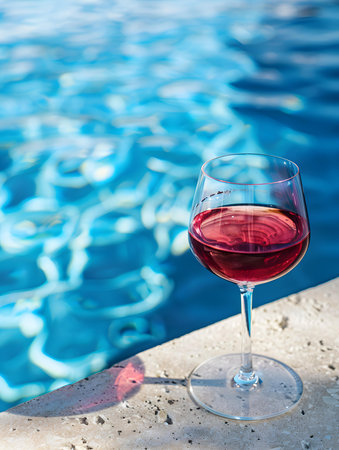 Close Up of a burgundy drink by the poolside. Luxury Vacation Wallpapersの素材