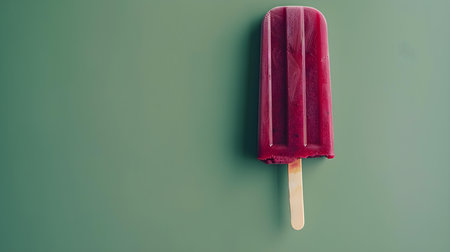 Burgundy Popsicle on a summery green background with copy spaceの素材