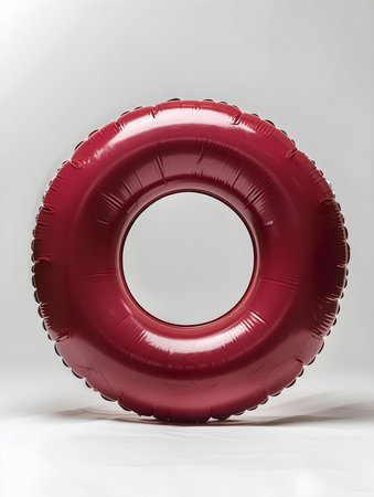 Burgundy inflatable ring on a white backgroundの素材