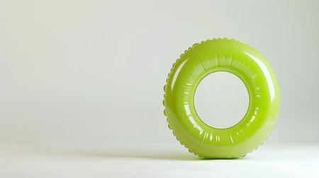 Green inflatable ring on a white background with copy spaceの素材