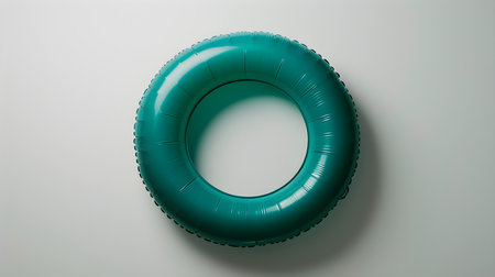 Emerald inflatable ring on a white background with copy spaceの素材