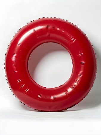 Dark red inflatable ring on a white backgroundの素材