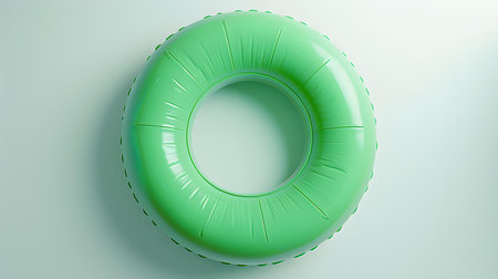 Green inflatable ring on a white background with copy spaceの素材