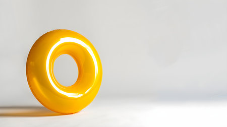 Dark gold inflatable ring on a white background with copy spaceの素材
