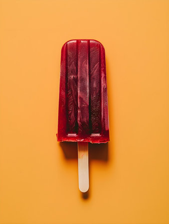 Burgundy Popsicle on a summery orange background with copy spaceの素材