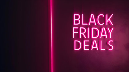 Pink 'BLACK FRIDAY DEALS' Neon Sign on an elegant Dark Backgroundの素材