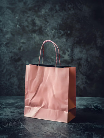 Blush shopping bag on a dark backgroundの素材