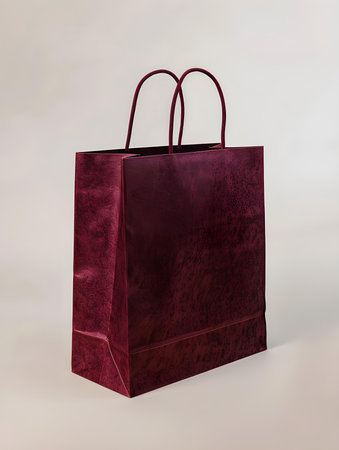 Burgundy shopping bag on a white backgroundの素材