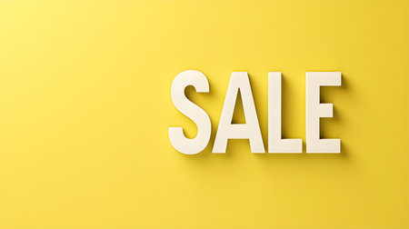White 'SALE' Sign on a Light Yellow Background with Copy Spaceの素材