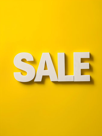 White 'SALE' Sign on a Yellow Backgroundの素材