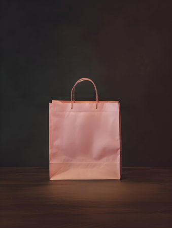 Light Pink Shopping Bag on a dark backgroundの素材
