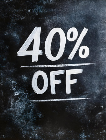 White '40% OFF' Promotional Sign on an Anthracite Backgroundの素材