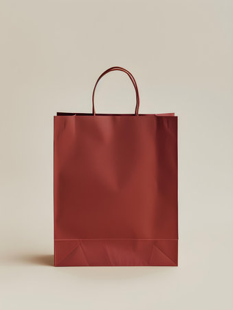 Burgundy shopping bag on a light backgroundの素材
