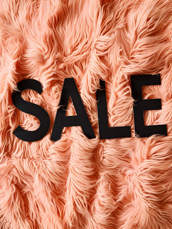 Black 'SALE' Sign on a Peach Fuzz Backgroundの素材