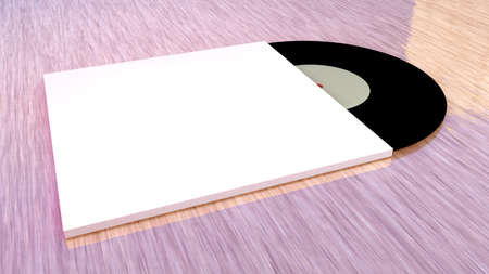 Vintage background. Gold Vinyl Disc Mock Up. Label Isolated on Background. 3D Render.