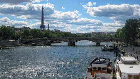 View of the Paris from the river Seineの写真素材