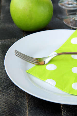 Stylish tableware, with fresh appleの写真素材