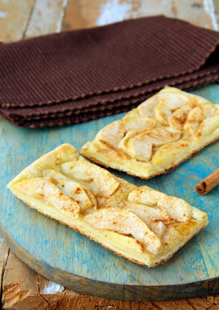 Homemade apple pie and cinnamon stickの写真素材