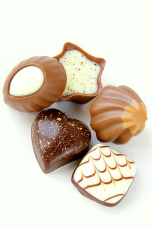 chocolate praline on white background