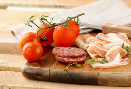 Assorted several kinds of sausages and smoked meatsの写真素材