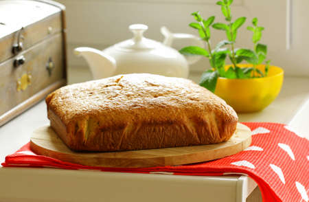 still-life Pie and a bouquet of mint on a white background