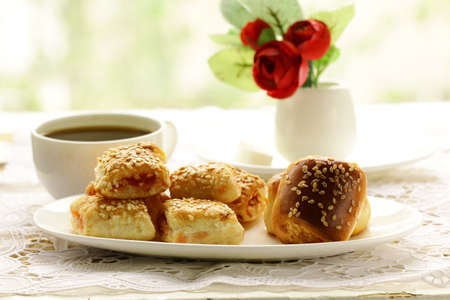 Fresh muffins and tea, breakfast on the veranda