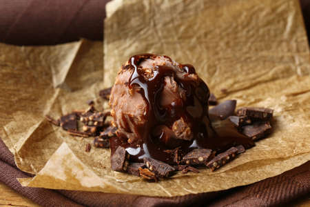 Delicious chocolate candy with  chocolate syrup