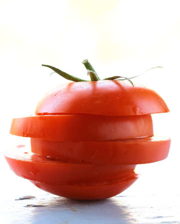 fresh ripe sliced ​​tomato on the table