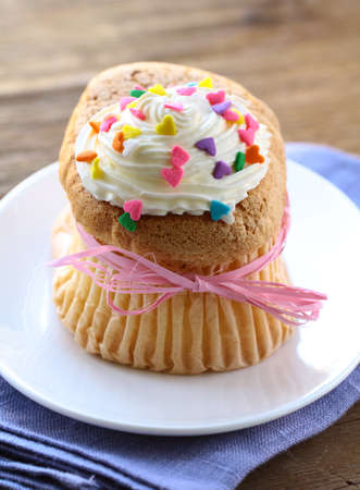 cupcake with  cream for a birthday