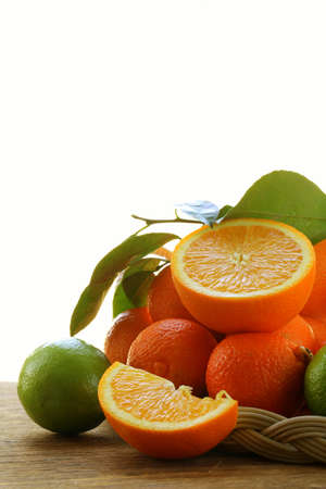 different types of citrus, lime, orange, grapefruit and mandarinの写真素材
