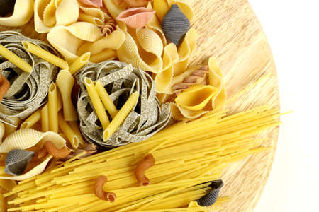 different kinds of pasta  spaghetti, fusilli, penne, linguine 