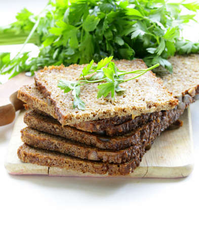 wholegrain rye bread with bran and seeds, healthy eating