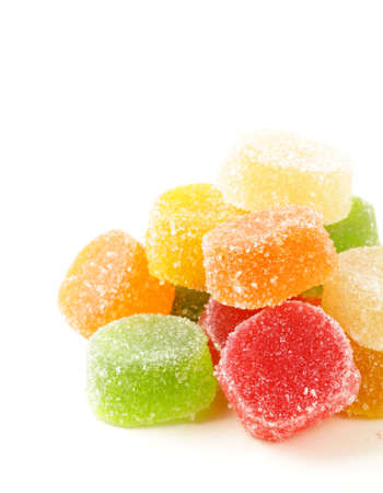 colorful jujube  gelatin candy  on a white backgroundの写真素材