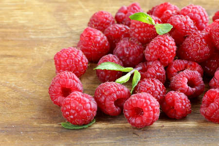 Red ripe raspberries の写真素材