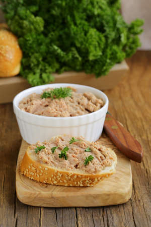 homemade meat snack chicken liver pate with parsley