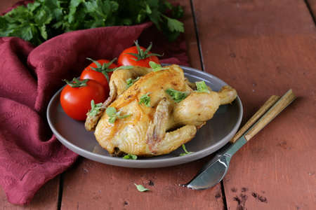 homemade roasted chicken with herbs and spices