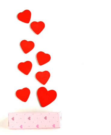 group of red wooden hearts, symbol of love