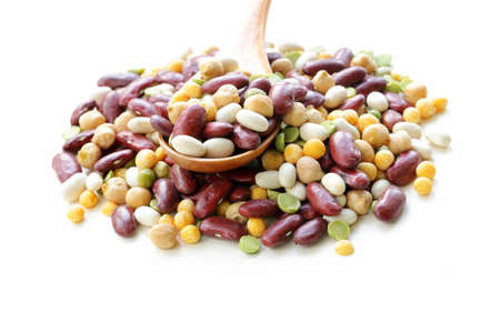 Assortment of different types of beans - red beans, chickpeas, peas