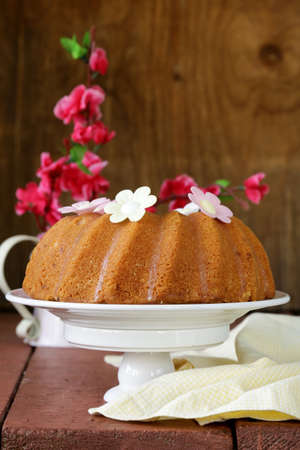 Easter festive fruitcake decorated with flowers