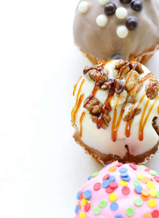 holiday desserts, different decorated cupcakesの写真素材