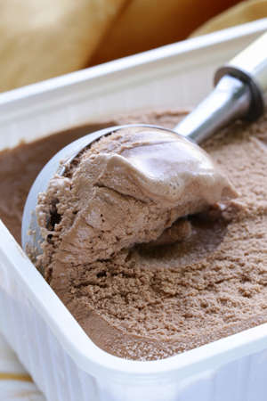 Delicious fresh homemade chocolate ice cream - summer dessert