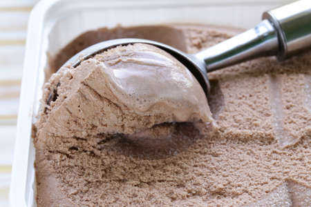 Delicious fresh homemade chocolate ice cream - summer dessert
