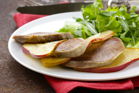 gourmet salad with grilled beef tongue and pearの写真素材