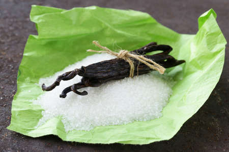white sugar with vanilla pods for the aromatic baking
