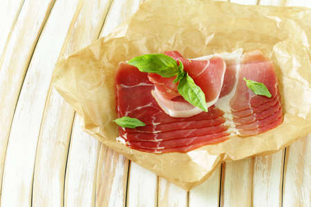 traditional Italian meat appetizer parma ham jamonの写真素材