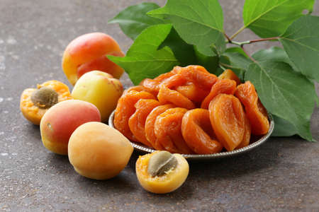 Natural organic dried apricots rustic still lifeの写真素材