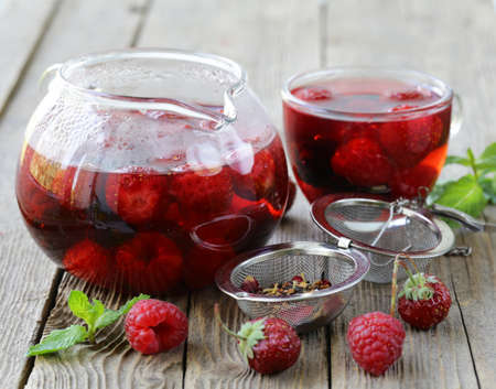 fruit berry red tea on a wooden table